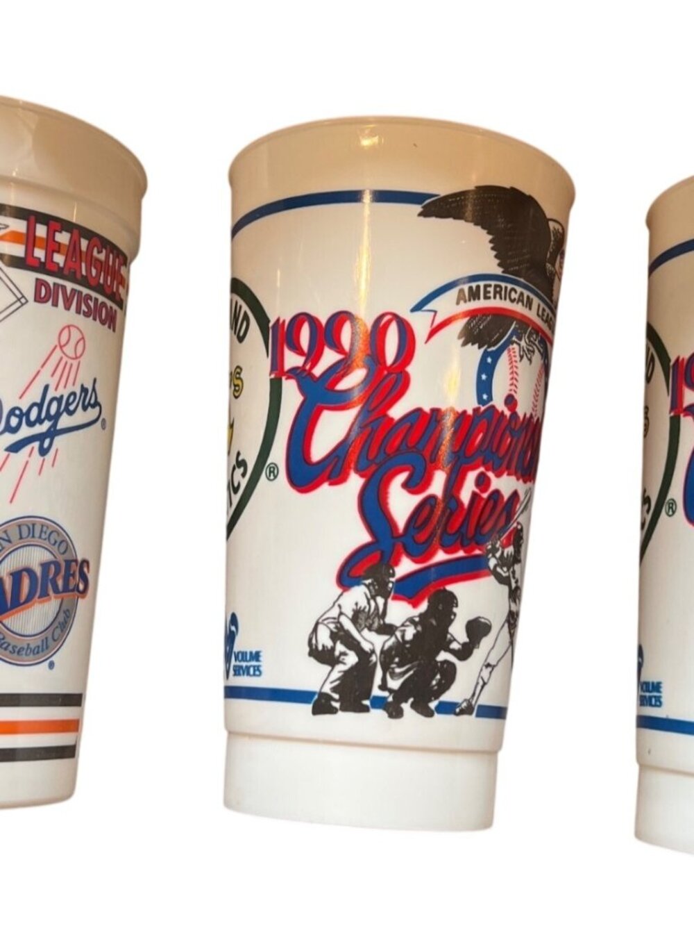 Baseball SF Giants Oakland A's Red Sox plastic tumbler souvenir 1990 Championshi
